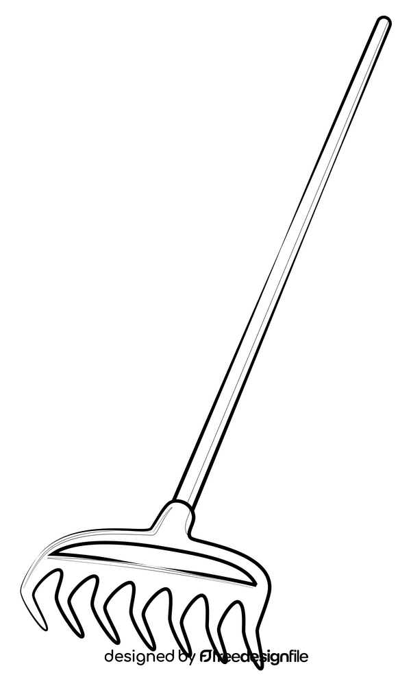 Rake drawing black and white clipart