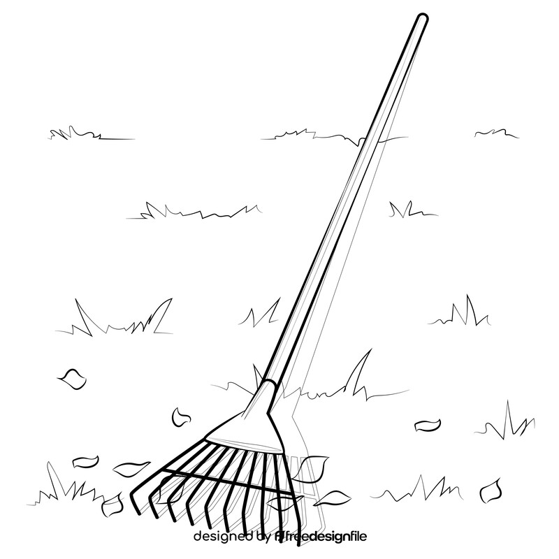 Rake black and white vector