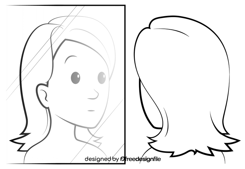 Reflection drawing black and white clipart