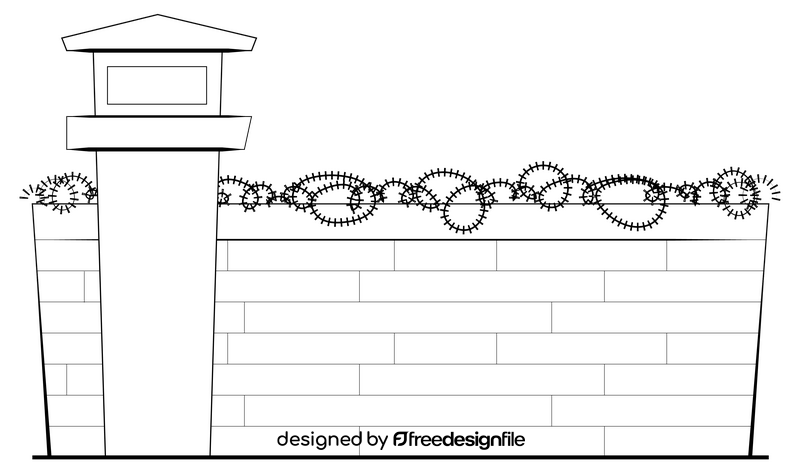 Prison drawing black and white clipart