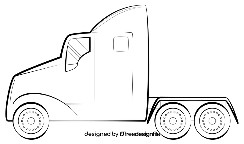 Semi truck drawing black and white clipart