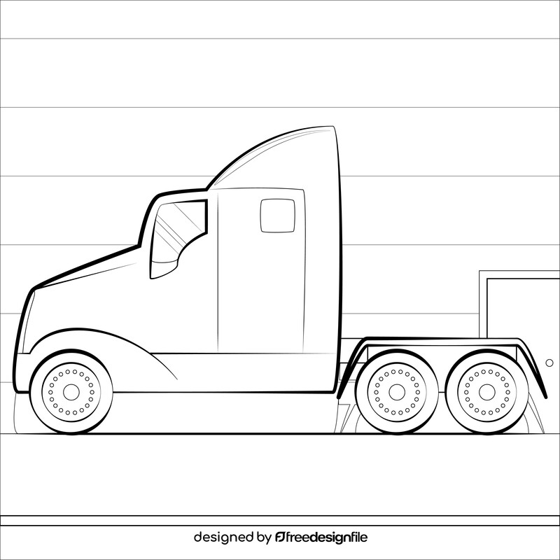 Semi truck drawing black and white vector