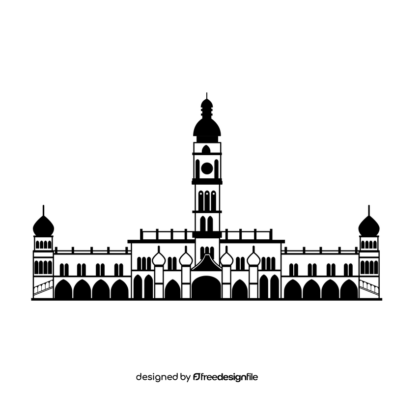 Sultan Abdul Samad Building black and white clipart