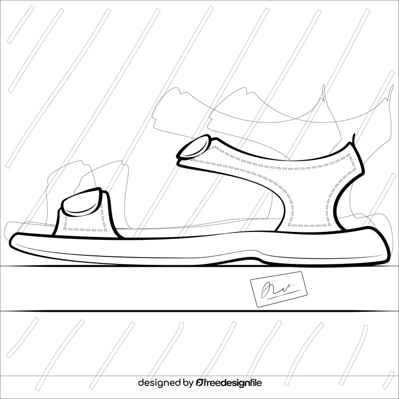 Sandal black and white vector