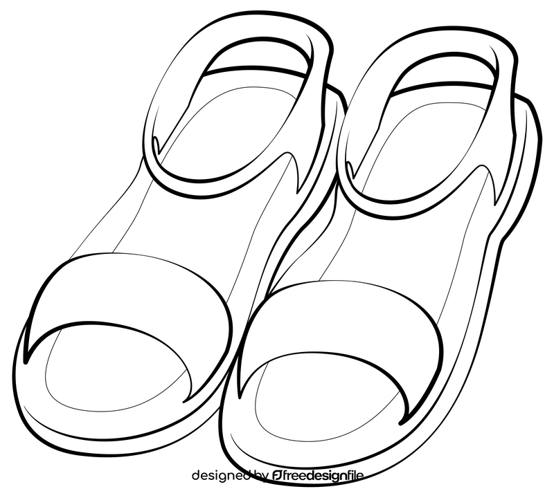 Sandals drawing black and white clipart