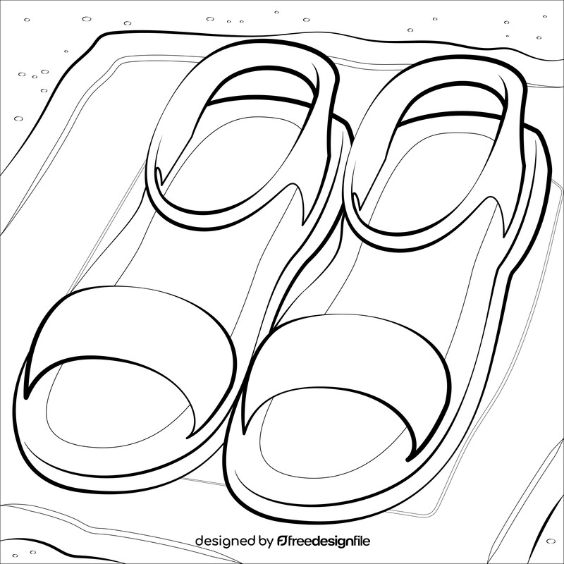 Sandals drawing black and white vector