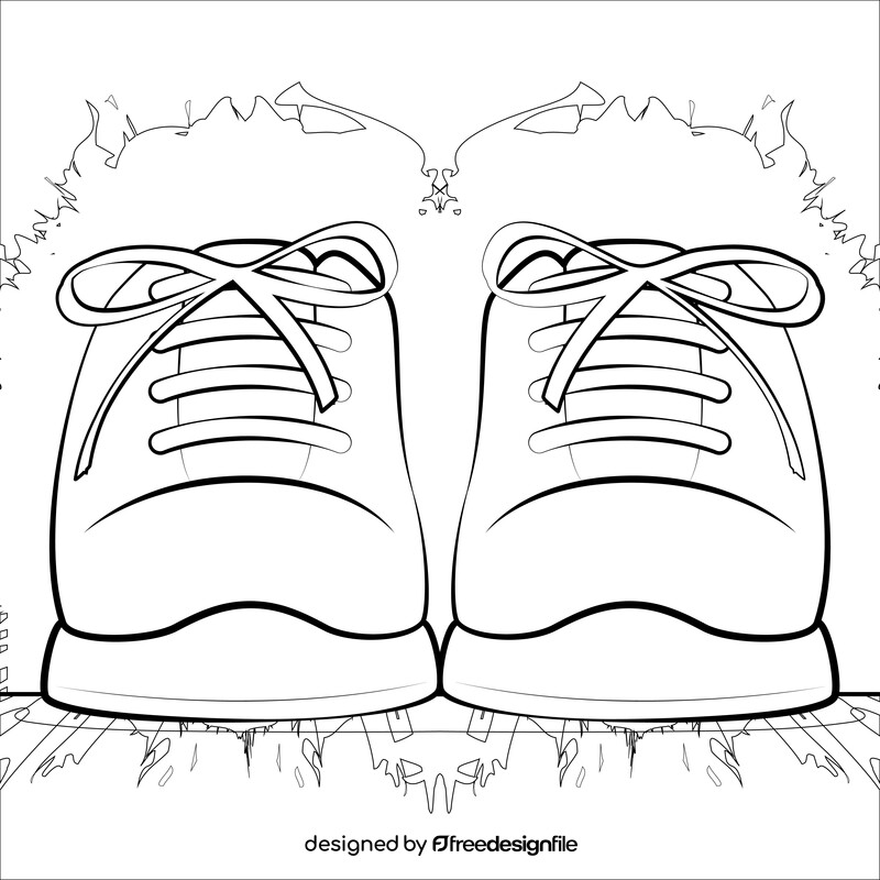 Running shoes drawing black and white vector