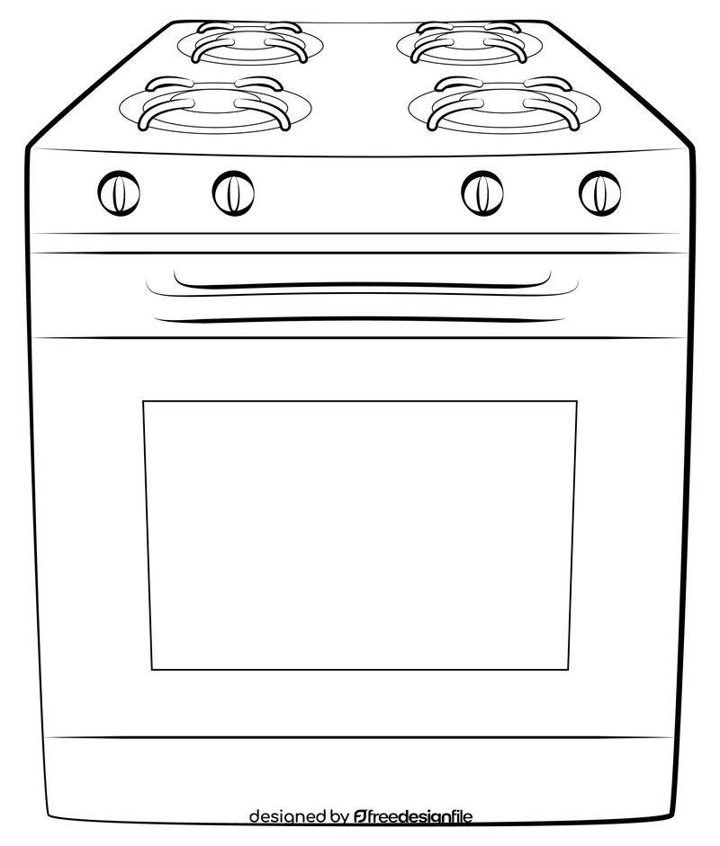 Stove drawing black and white clipart