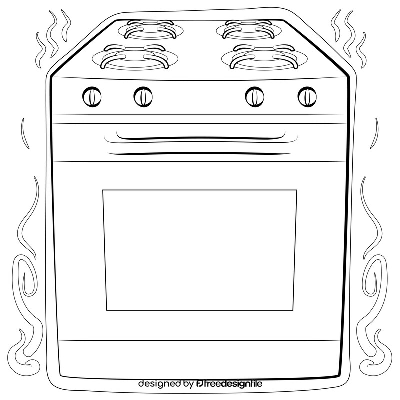 Stove drawing black and white vector