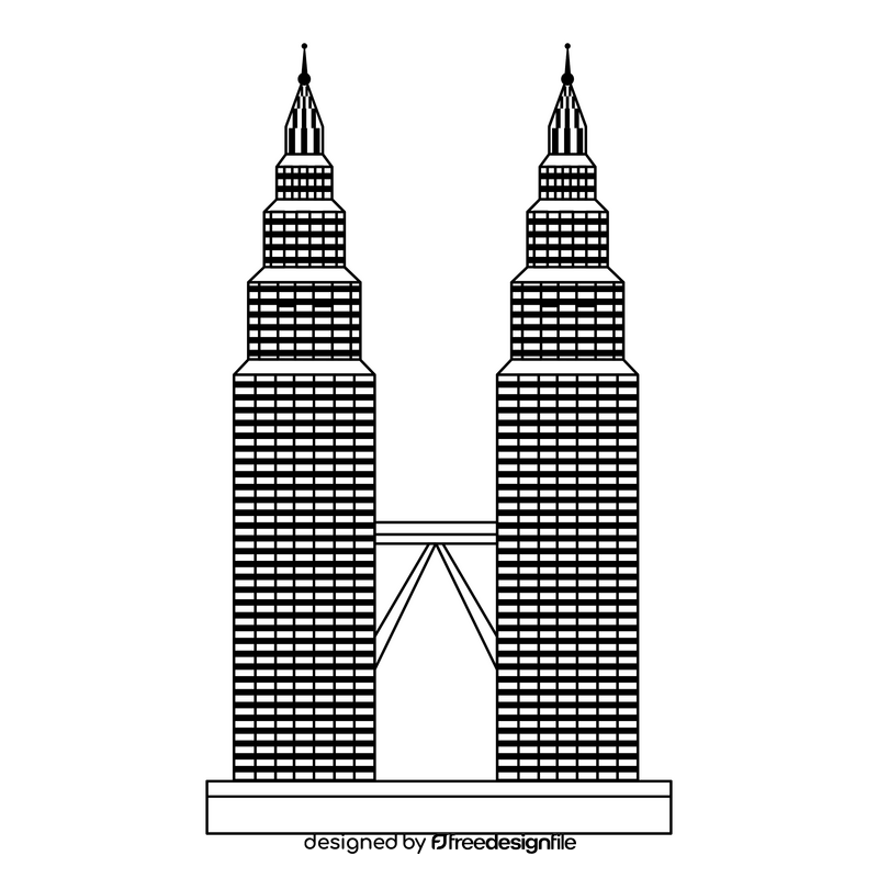 Petronas Twin Towers black and white clipart