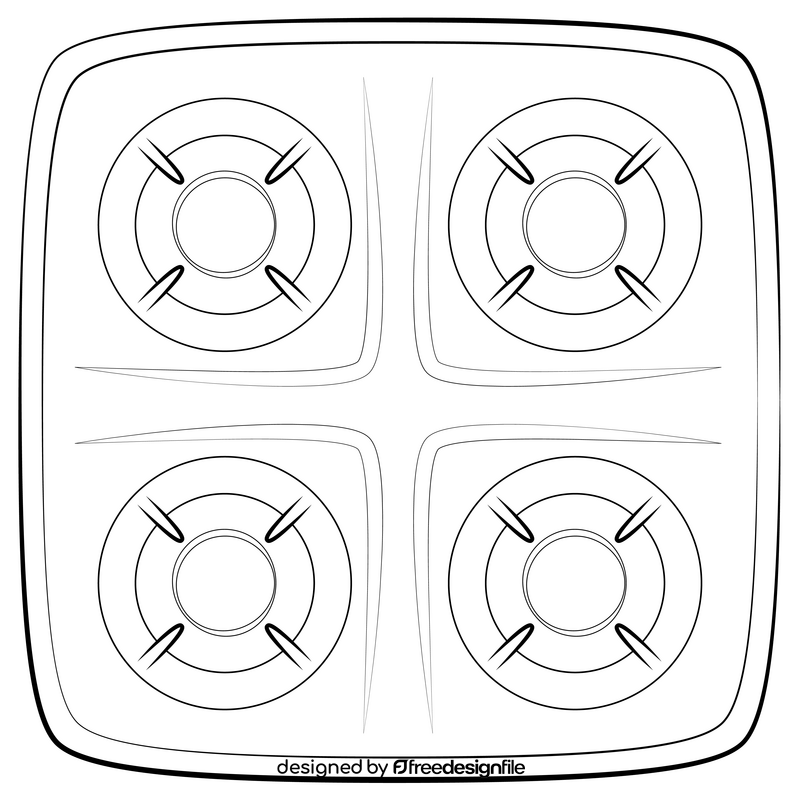 Stove drawing black and white clipart