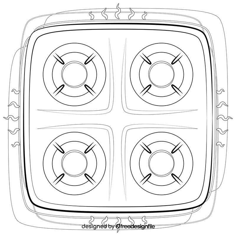 Stove drawing black and white vector