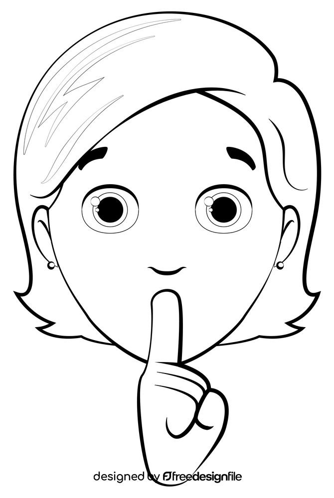 Shhh drawing black and white clipart