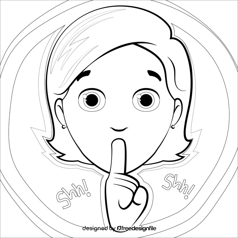 Shhh drawing black and white vector