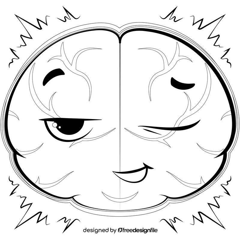 Smart brain drawing black and white vector