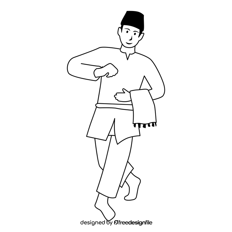 Zapin dance black and white clipart