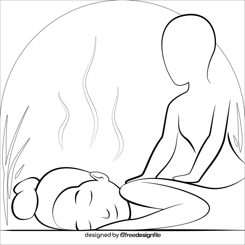 Spa massage drawing black and white vector