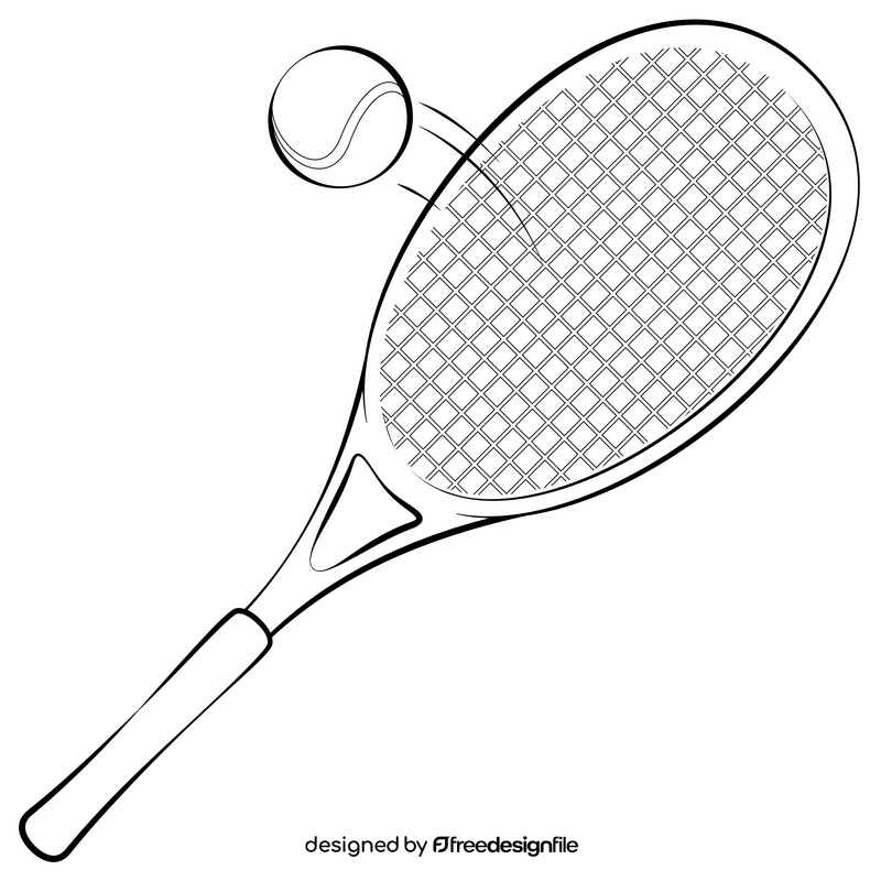 Tennis racket drawing black and white clipart