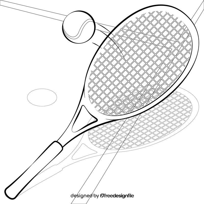 Tennis racket drawing black and white vector