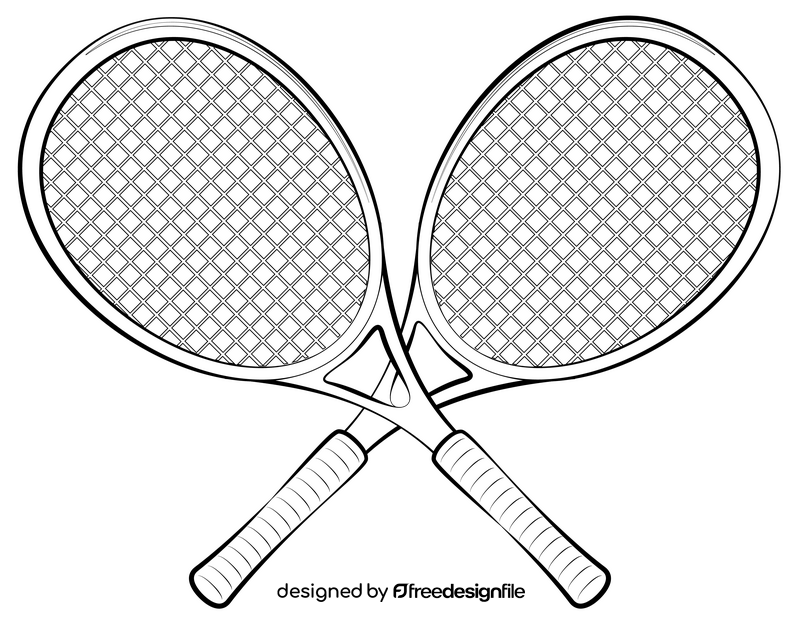 Tennis racket line art black and white clipart