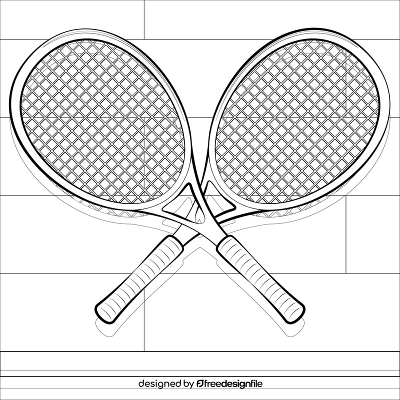 Tennis racket line art black and white vector