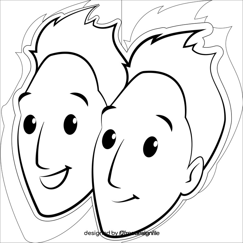 Twins brothers drawing black and white vector