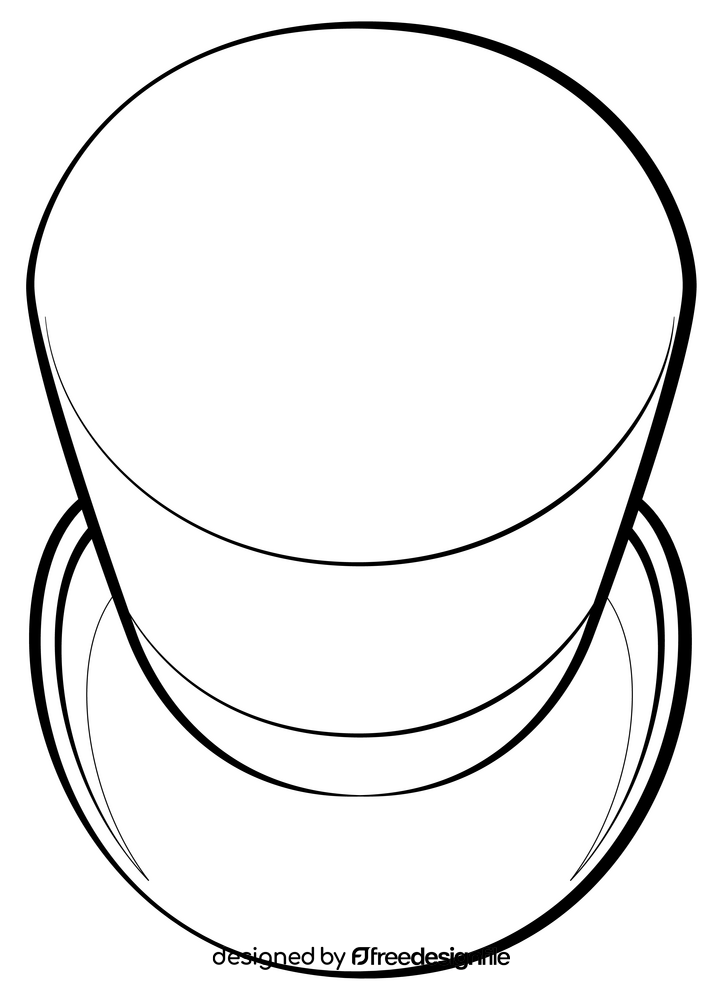 Top hat drawing black and white clipart