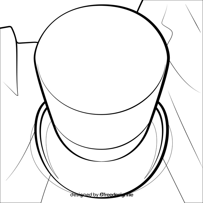 Top hat drawing black and white vector