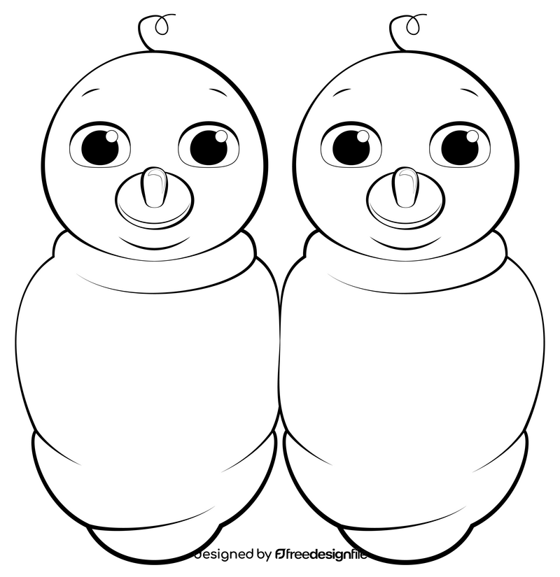 Baby twins black and white clipart