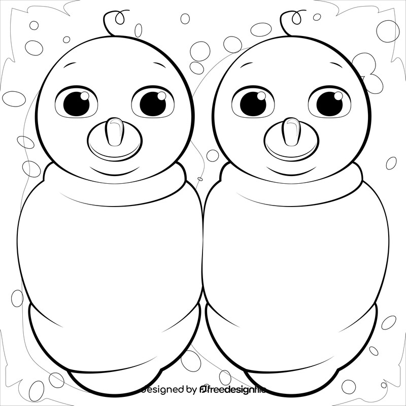 Baby twins drawing black and white vector