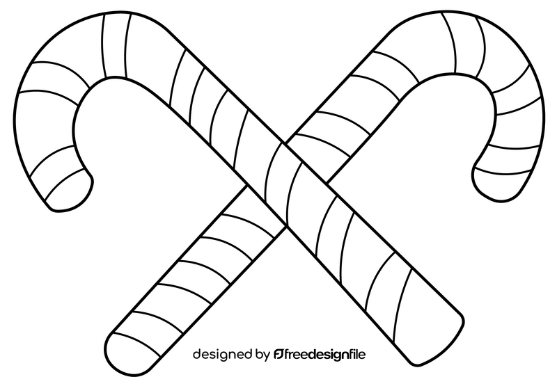 Christmas candy cane black and white clipart