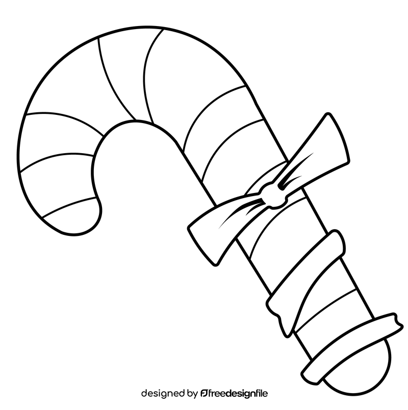 Free candy cane black and white clipart