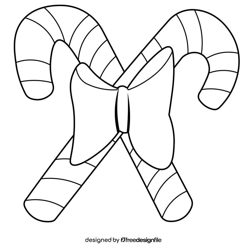 Candy Cane Christmas drawing black and white clipart