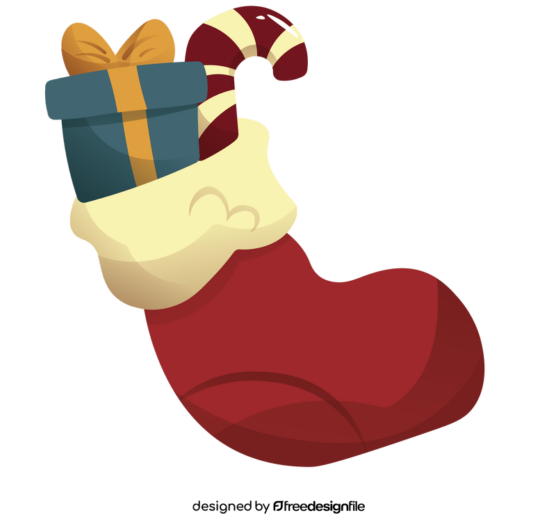 Christmas Stocking with Candy Cane clipart