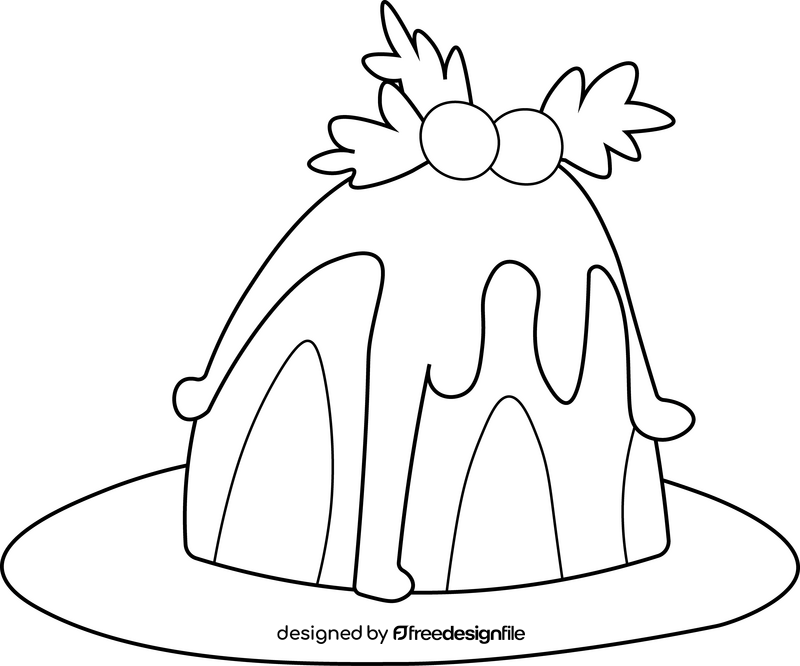 Christmas Cake cartoon black and white clipart