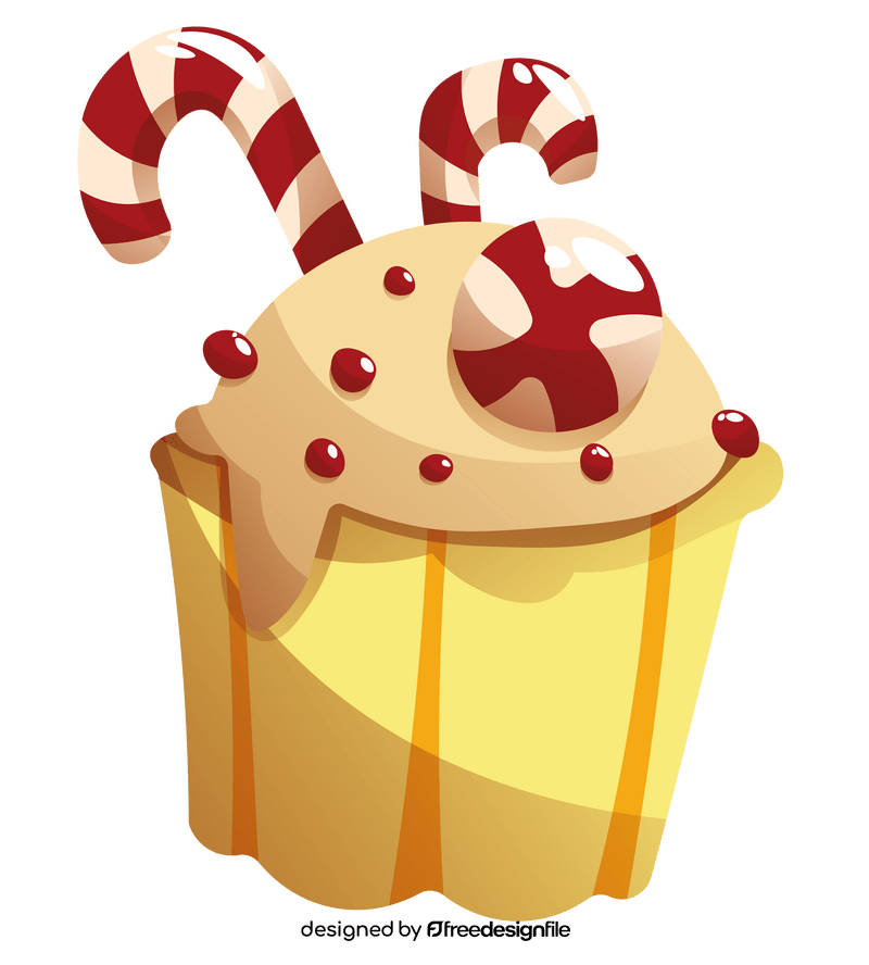 Christmas Cake with candy cane clipart