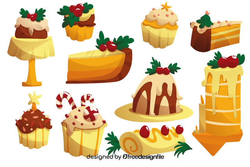 Christmas Cake set vector