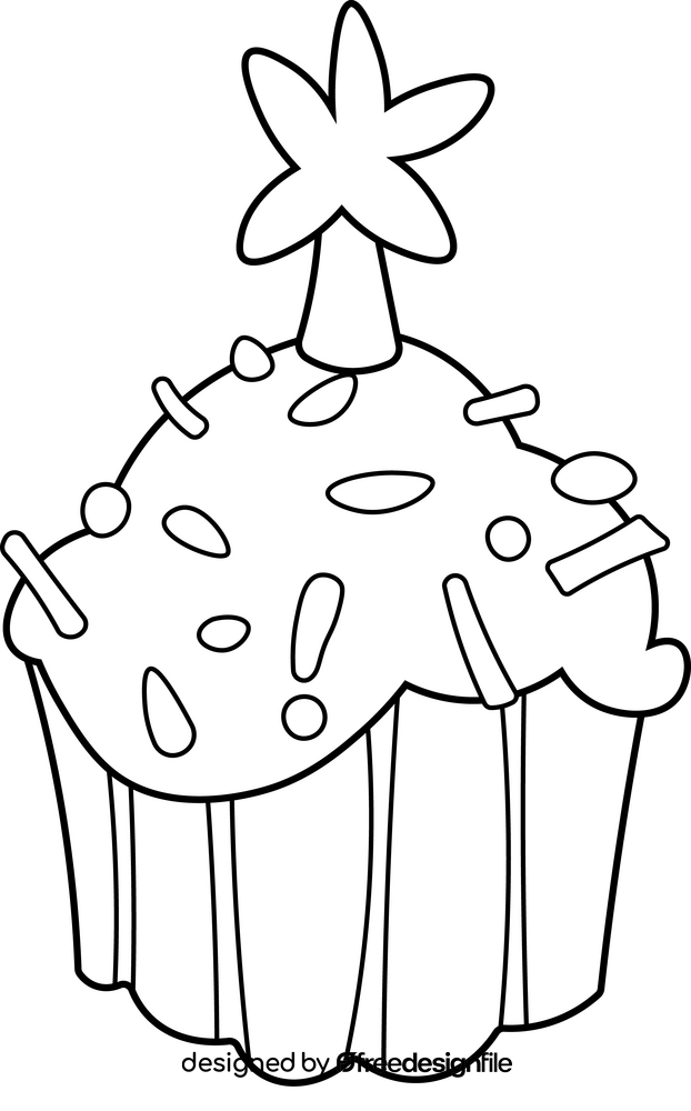 Cute Christmas cake drawing black and white clipart