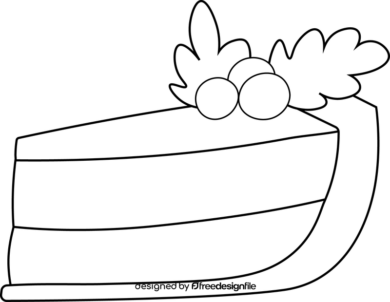 Christmas cake, piece of pie black and white clipart