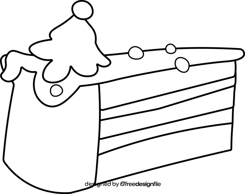 Christmas cake, piece of pie black and white clipart