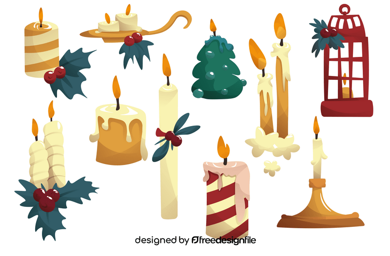 Christmas candle set vector