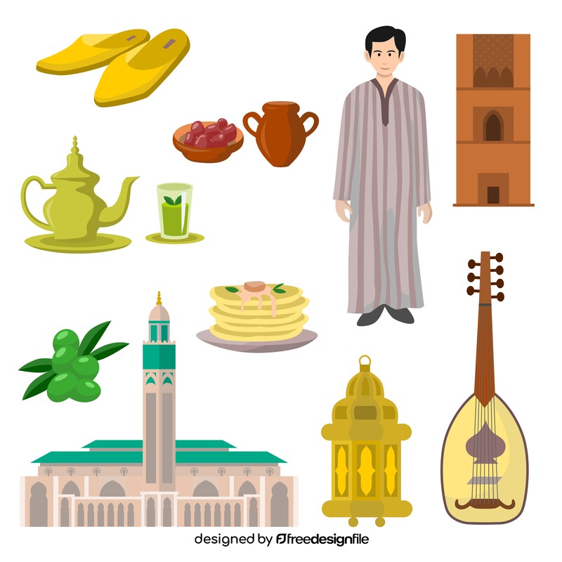 Morocco traditional symbols vector