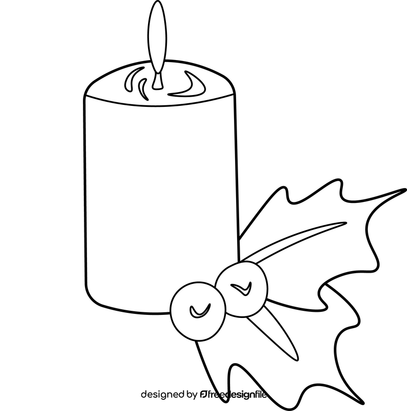 Christmas Candle with mistletoe black and white clipart