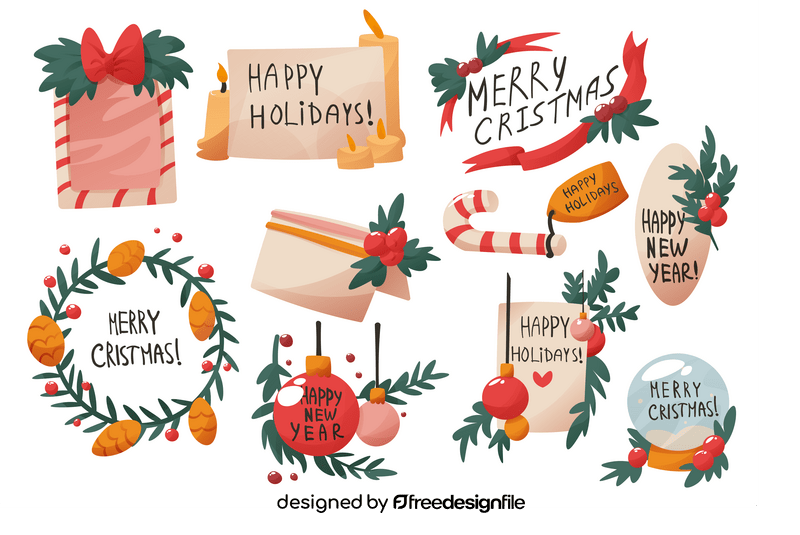 Christmas card set vector