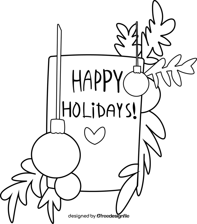 Merry Christmas Card black and white clipart