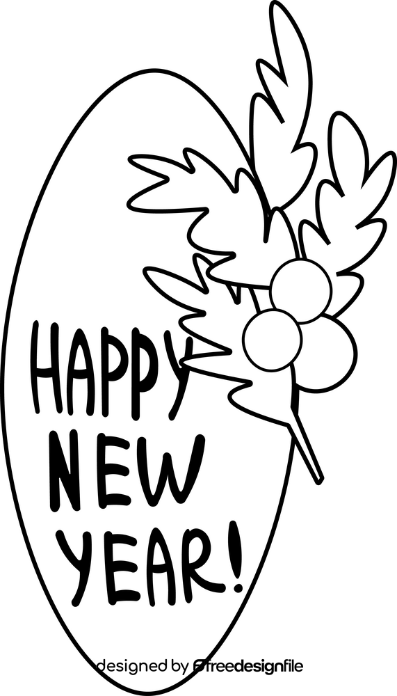 Christmas Card happy new year black and white clipart