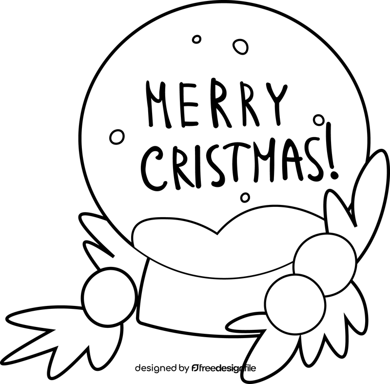 Christmas Card snowball black and white clipart