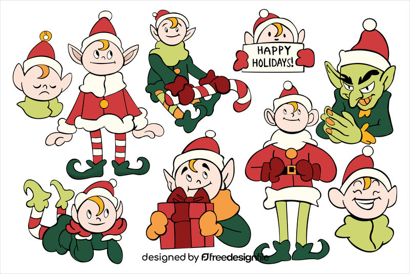 Christmas Elf set vector