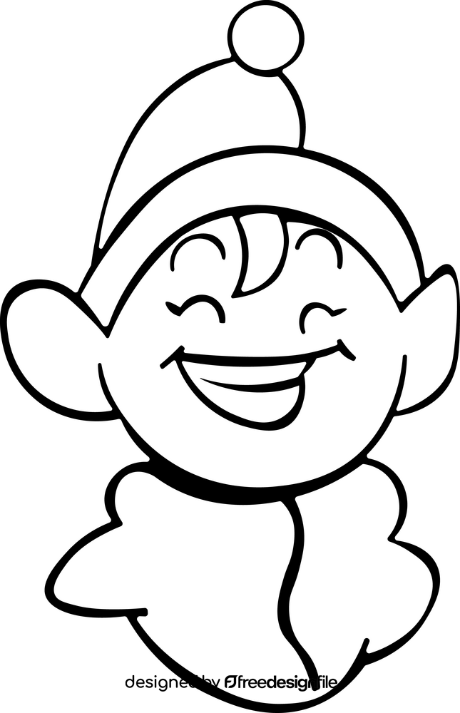 Happy christmas elf black and white clipart