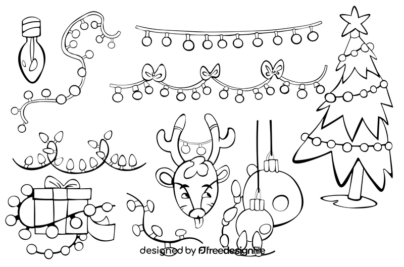 Christmas Lights set black and white vector